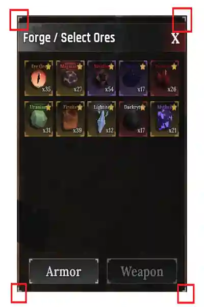 Example Forge inventory screenshot format